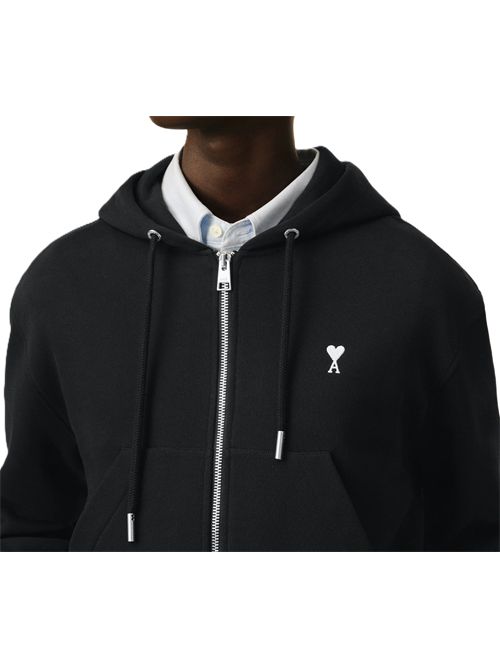 Hoodie in felpa leggera loopback. Ami Paris | FSW801.730045BLACK/WHITECREAM
